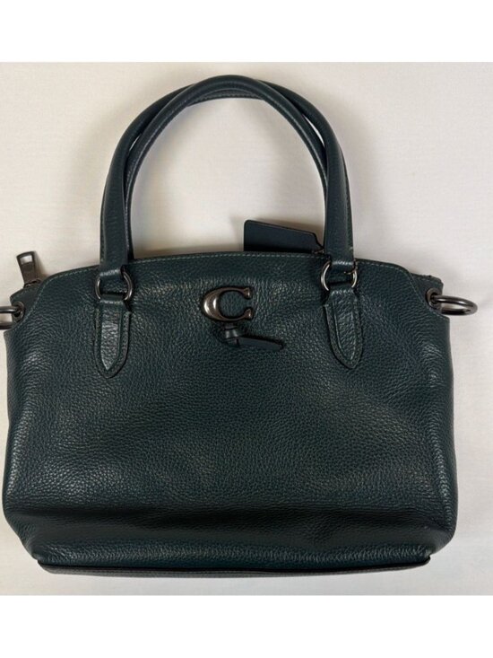 Satchel Handbags - COACH Brooke Carryall 28 Amazon Green Pebble Leather Crossbody Handbag L2161
